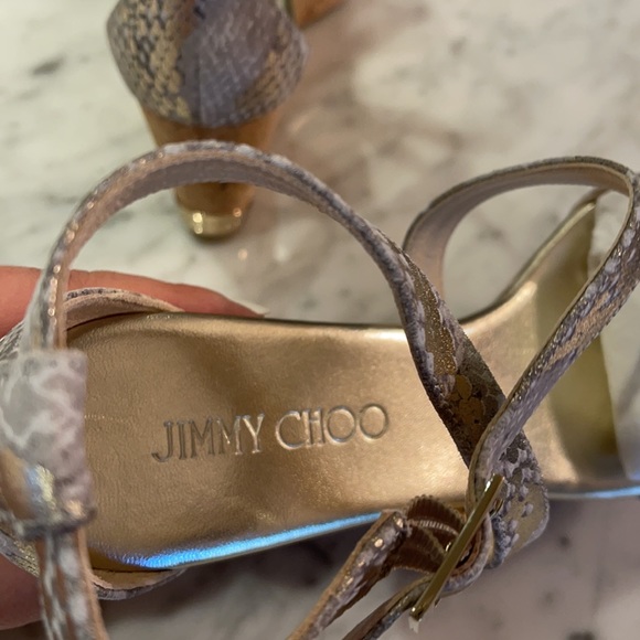 Stunning Jimmy Choo Metallic Printed Suede Wedge. - Picture 6 of 9